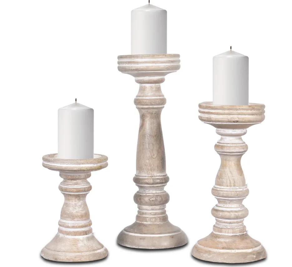 Chennai Candle Holders-Whitewash