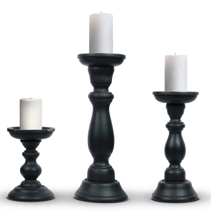 Tuli Matte Black Candle Holders