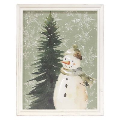 Green Scarf Snowman Print