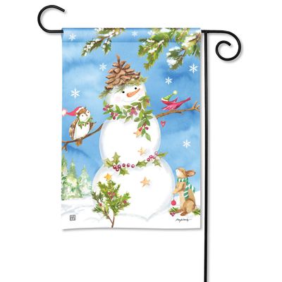 Pinecone Hat Snowman Garden Flag