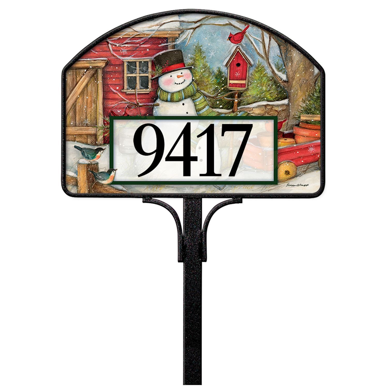 Red Barn Snowman Yard DeSign