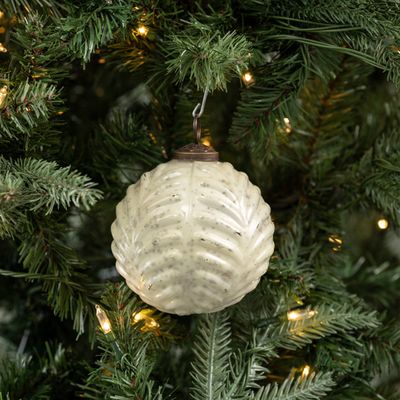 White Filigree Kugel Ornaments