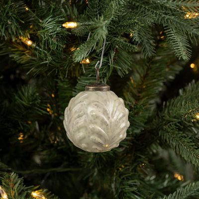 White Filigree Kugel Ornaments