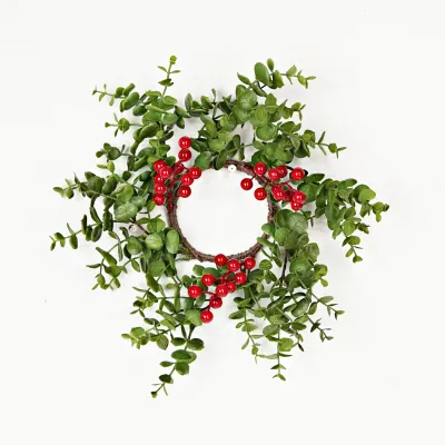 3.5&quot; Eucalyptus Berry Candle Ring