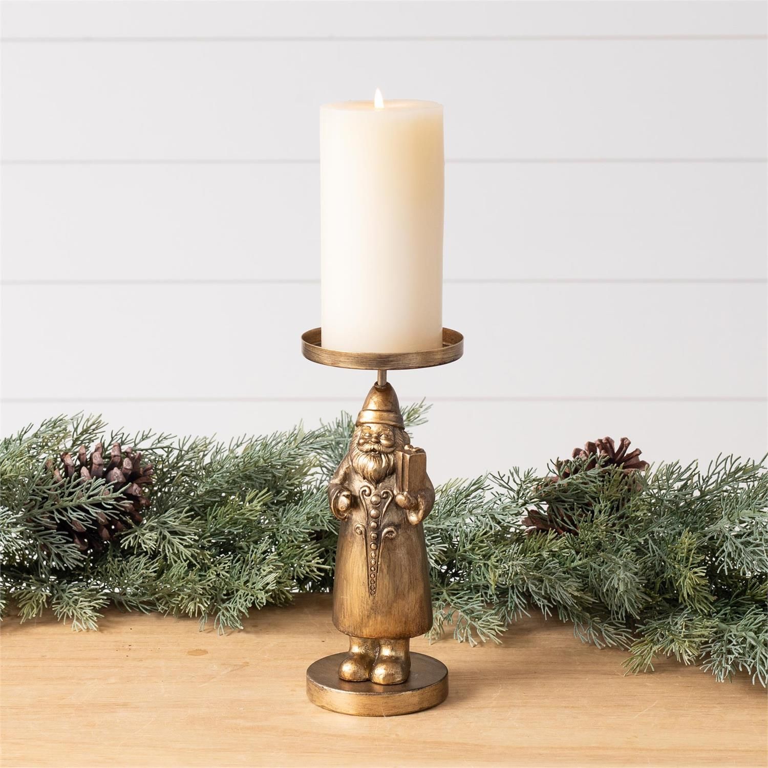 Gold Santa Pillar Holder