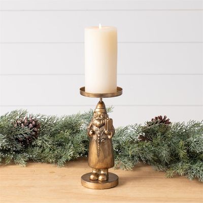 Gold Santa Pillar Holder