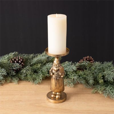 Gold Santa Pillar Holder