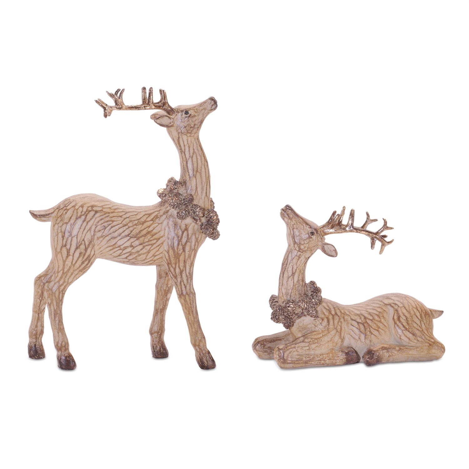 Set of 2 Pinecone Wreath Deer