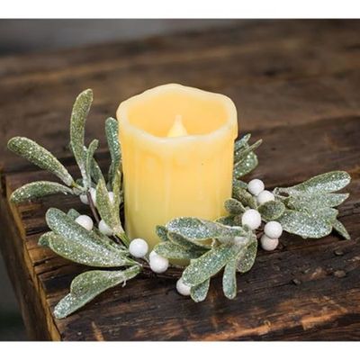 4" Frosted Mistletoe Candle Ring