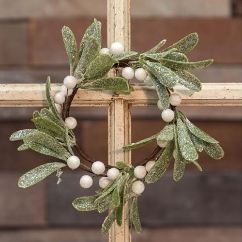 4&quot; Frosted Mistletoe Candle Ring