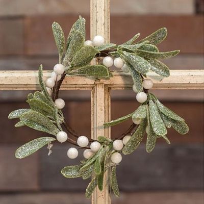 4&quot; Frosted Mistletoe Candle Ring