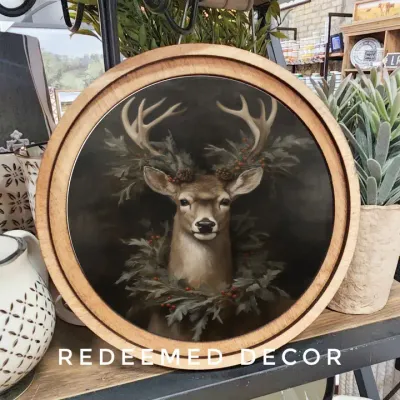Wreath Deer Round