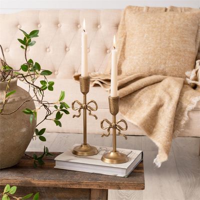 Gold Bow Taper Holders