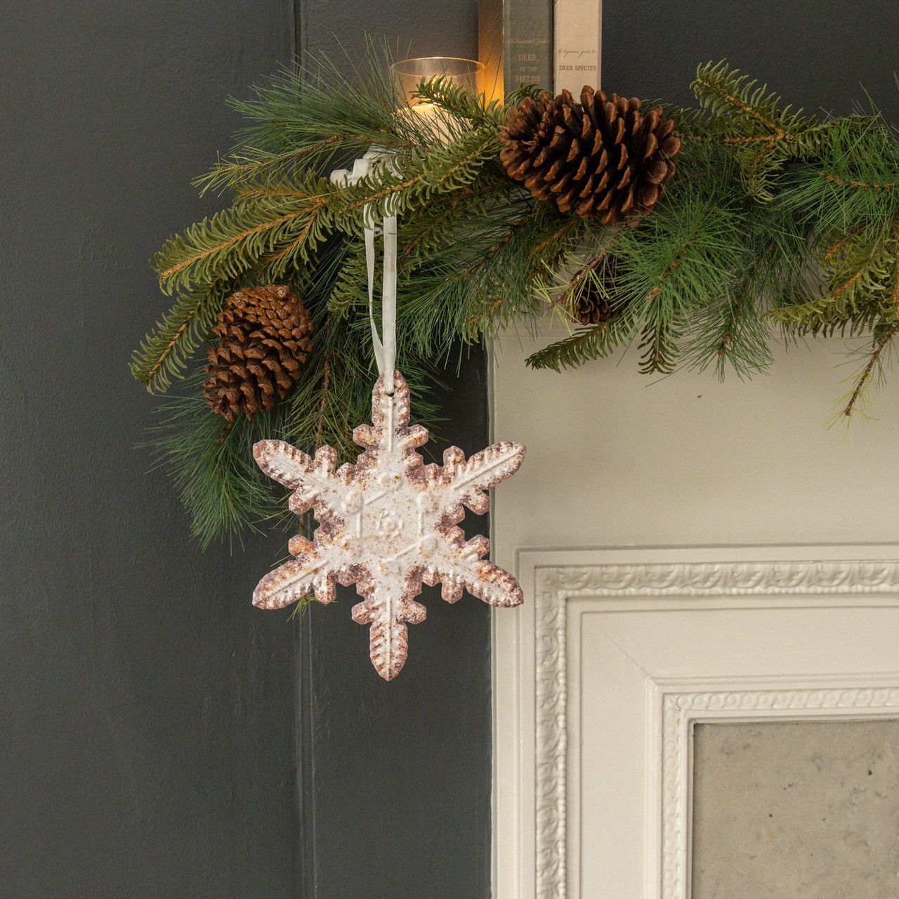 8&quot; White Holly Snowflake