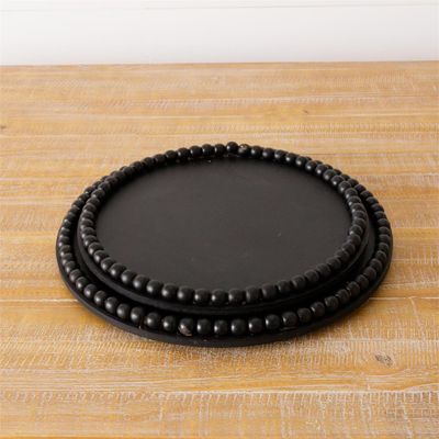 Round Beaded Black Trays