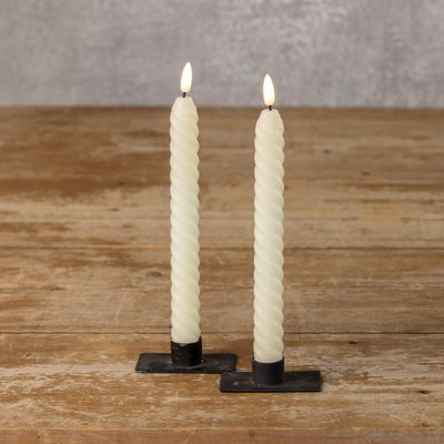 9.5" Twist Cream Taper Candles-2PK