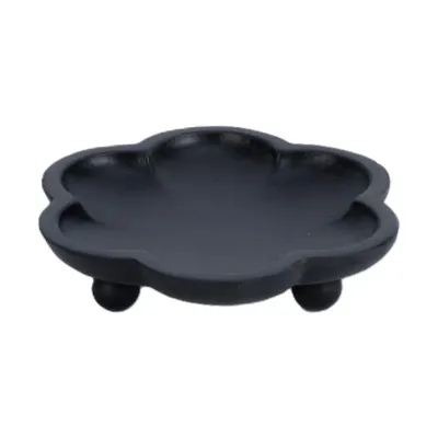 Flower Shaped Black Wood Trays