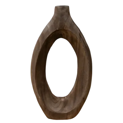 Brown Wood Oval Vase