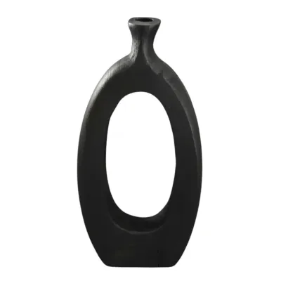 Black Wood Oval Vase