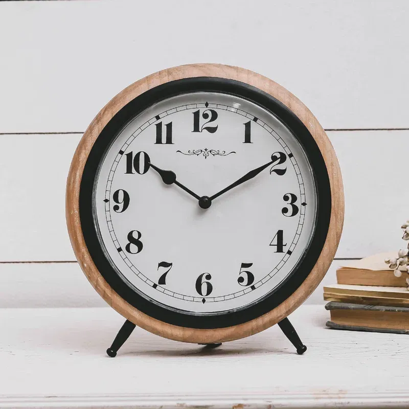 Black and Wood Tabletop Clock