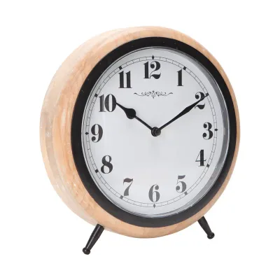 Black and Wood Tabletop Clock