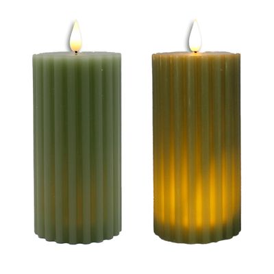 Sage Green Ridged LED Pillars
