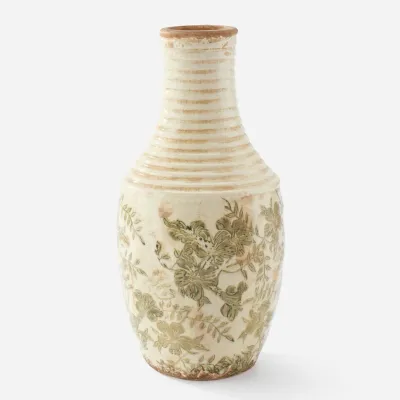 Antique Olive Botanical Vases