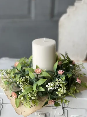 10" Blanche Blooms Candle Ring