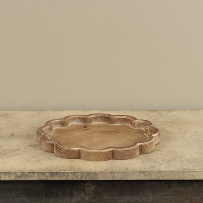Light Wood Scalloped Tray