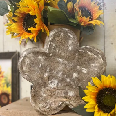 Whitewashed Wood Flower Tray
