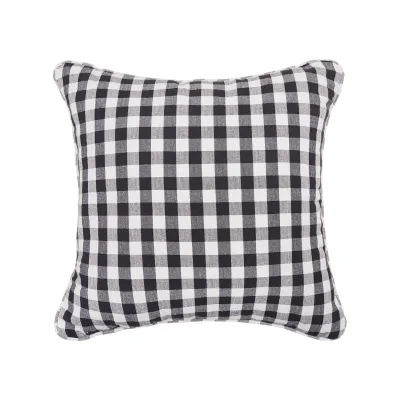 Black Gingham Throw Pillow