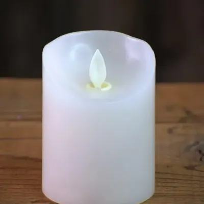4" White Moving Flame Pillar