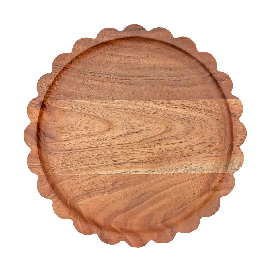 Scalloped Acadia Wood Tray