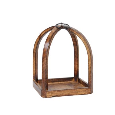 Dark Wood Rectangular Lantern
