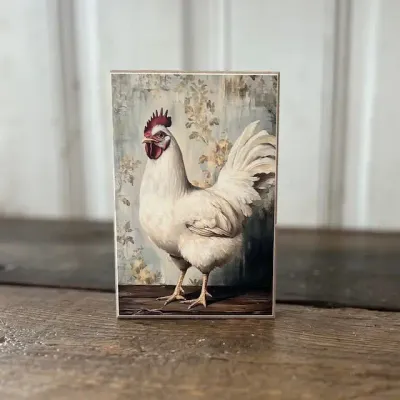 White Vintage Chicken Block