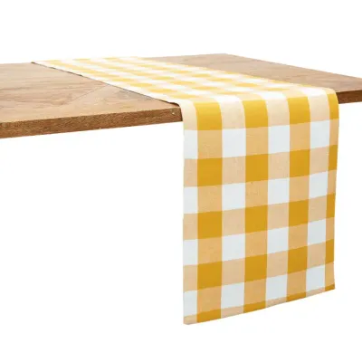 Ochre Yellow Check Table Runner