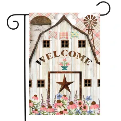 Barn in Bloom Garden Flag