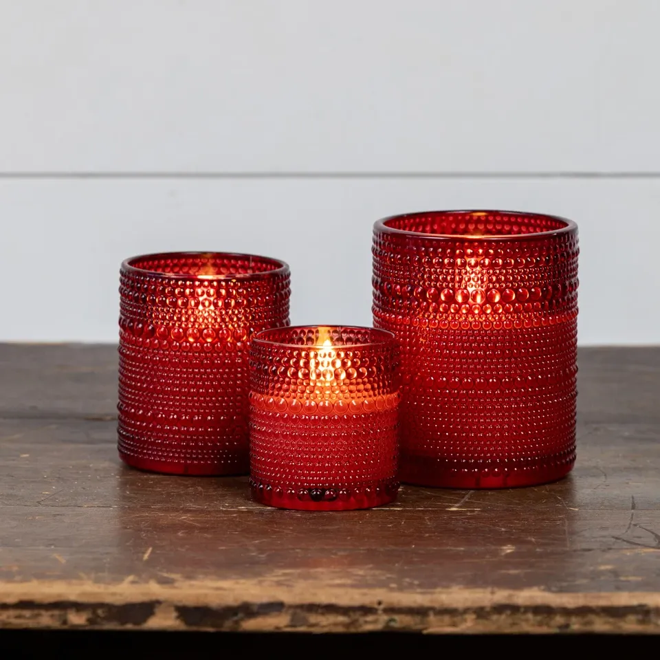 Red Dotted Glass Candles