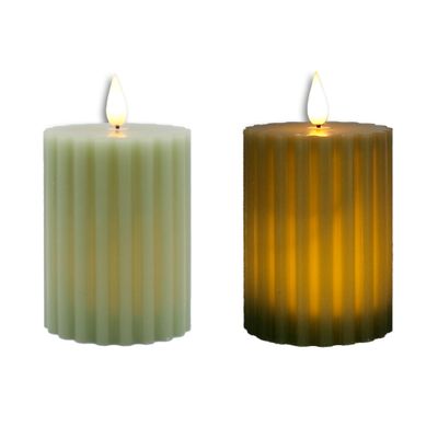 Sage Green Ridged LED Pillars