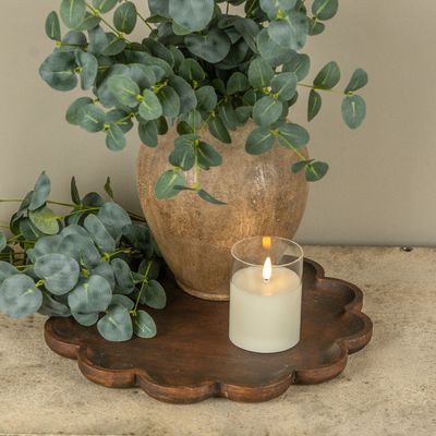 Dark Wood Scalloped Tray