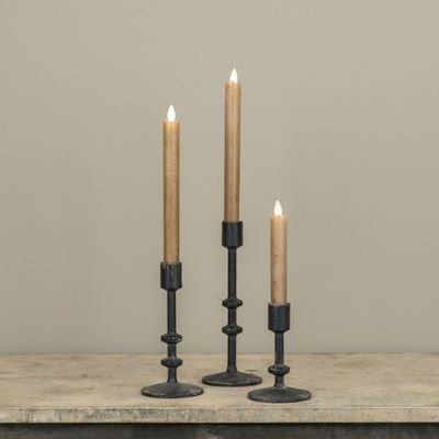 Aged Black Taper Holder Set