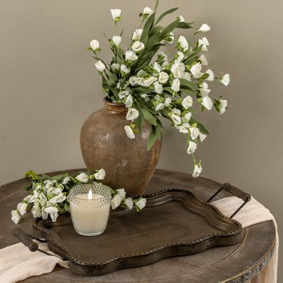 Dark Wood Scalloped Tray with Handles