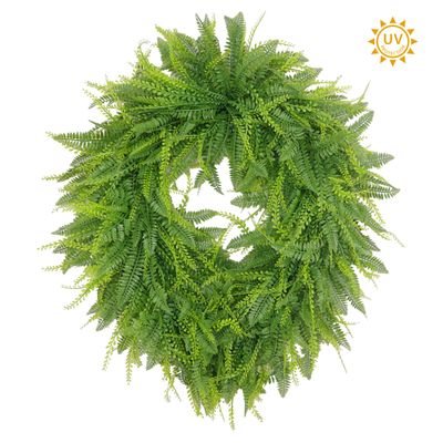 32" Oval Bead Grass/Fern Mixed Wreath