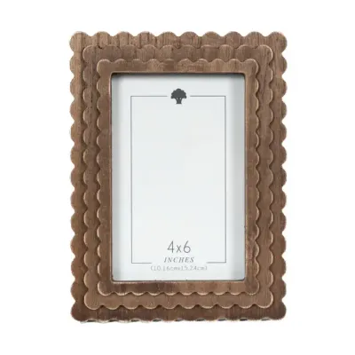 Walnut Stain Scalloped Photo Frames