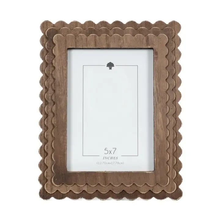 Walnut Stain Scalloped Photo Frames