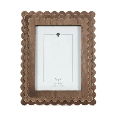 Walnut Stain Scalloped Photo Frames