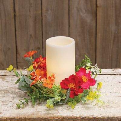 3.5" Sunset Poppy Blooms Candle Ring