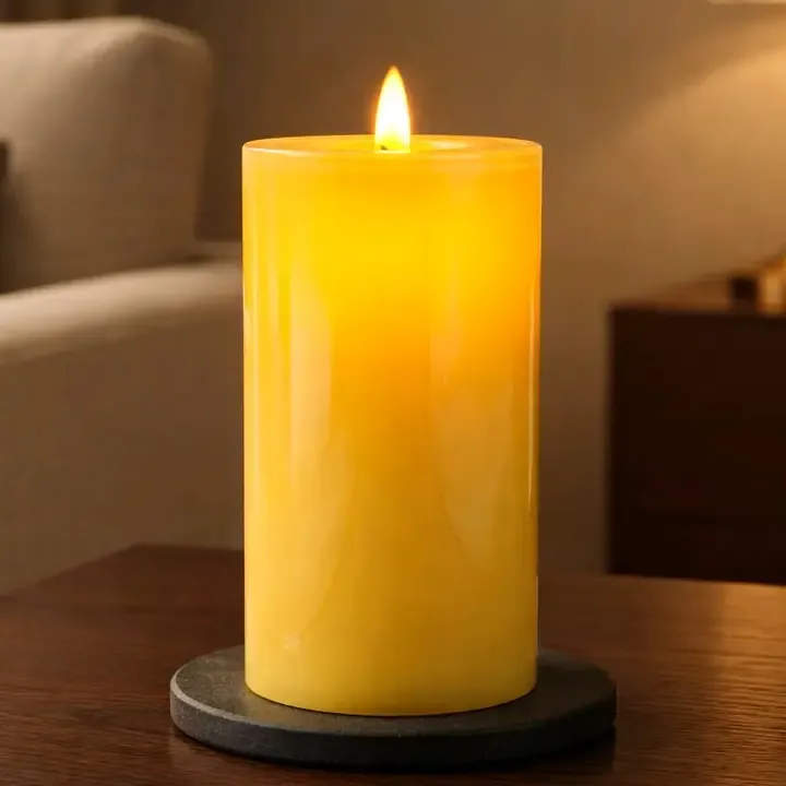 6" Yellow Moving Flame Pillar