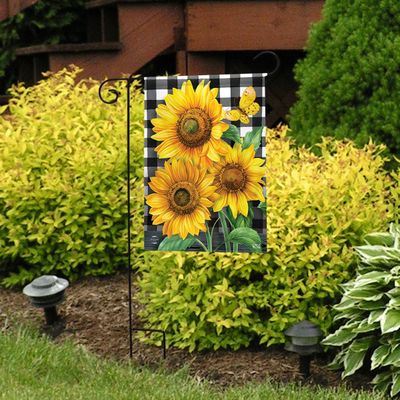 Checkered Sunflowers Garden Flag