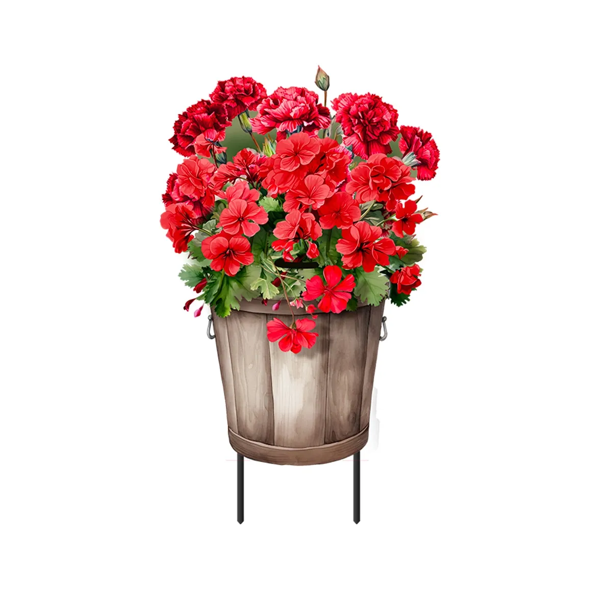 Striped Geraniums Yard Stake